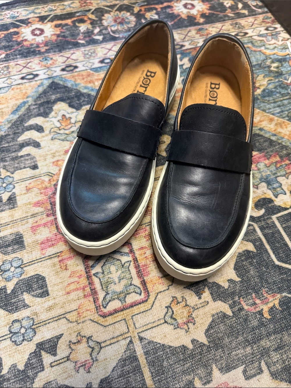 Børn Marlie Slip-On Platform Loafer Sneakers Black White Sole Round Toe Size 9.5